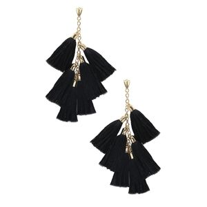 Daydreamer Tassel Earrings in Black and Gold